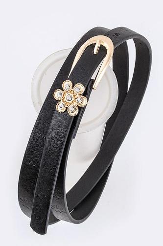 Crystal Flower Belt Black