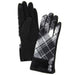 Plaid Smart Glove w/ Faux Fur and Button Accent Black