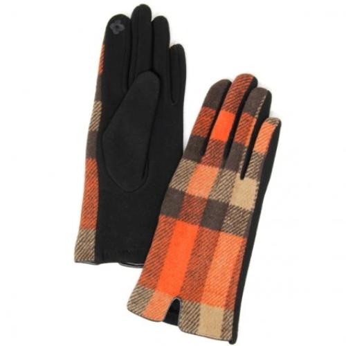 Plaid Smart Glove Coral