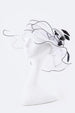 Floral Bow Organza Hat White with Black Trim