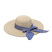 Natural Seagrass Hat w/Blue Ribbon Side