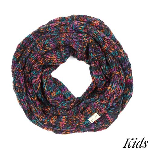 Multi-Color Cable Knit Infinity Scarf for Kids