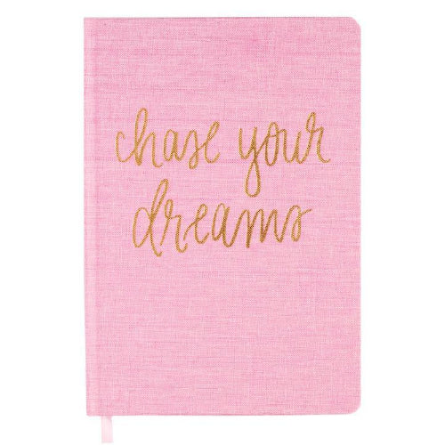 Chase Your Dreams Pink/Gold Fabric Notebook