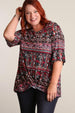 Tribal Printed Knot Front Blouse Front