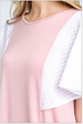 Solid Round Neck Knit Top with Contrast Sleeves close up