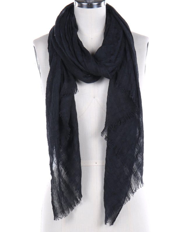 Frayed Edge Woven Scarf Black