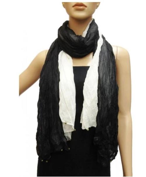 Light Weight Two Tone Scarf Black/White