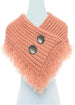 Trendy and Stylish Button/Fringe Accented Scarf/Shawl Peach