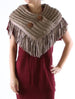 Button Embellished Cable Knit Wrap/Scarf Brown