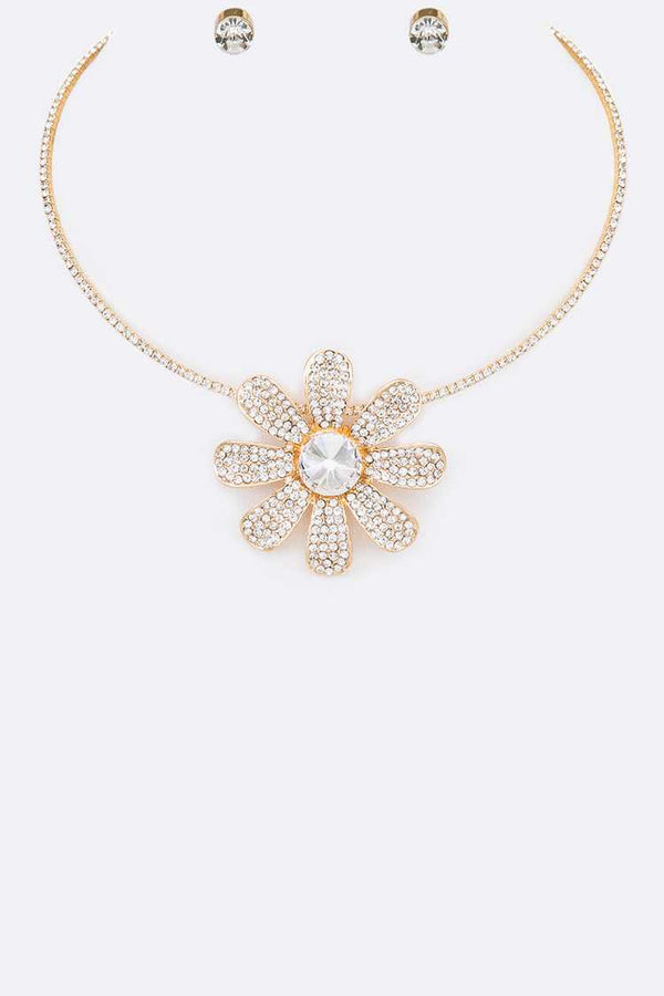 Crystal Flower Necklace Set