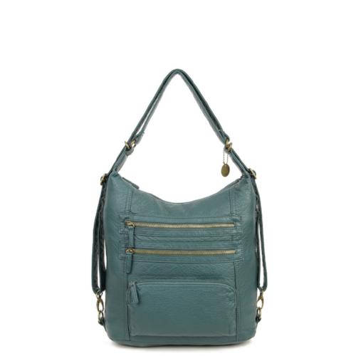 The Lisa Convertible Shoulder Bag/Backpack Forest Green