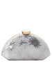 Embroidered Sequin Clutch with Jewels Silver