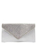 Rhinestone Flap Envelope Clutch Silver