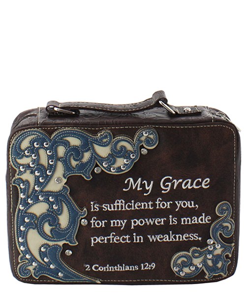 Western Faux Leather Bible Cover Brown