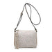 Tassel Accent Whipstitched 3-Compartment Crossbody Oatmeal