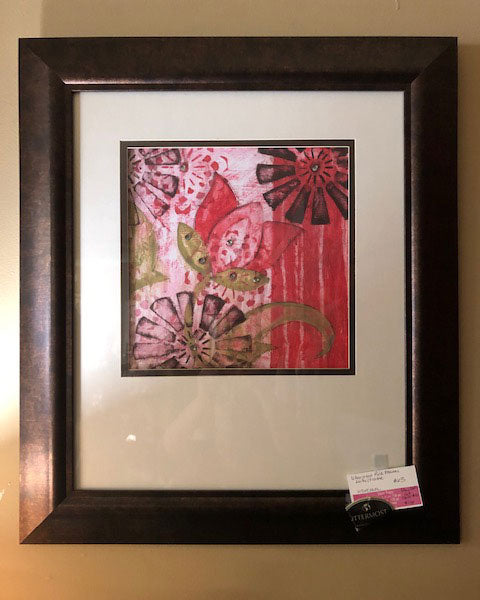 Uttermost Pink Flowers Pictures with Double Mat and Frame