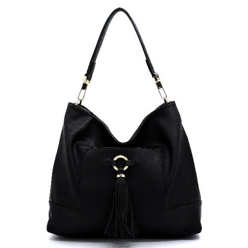 River Island Womens Black tassel front slouchy handbag