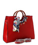 Fashion Handbag with Scarf Accent Strap