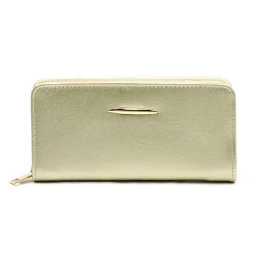 Zip Around Wallet with Gold Accent Gold