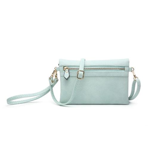 Hobo Wallet with Crossbody Strap Seafoam