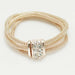 Three Strand Rhinestone Stretch Bracelet Rose Gold