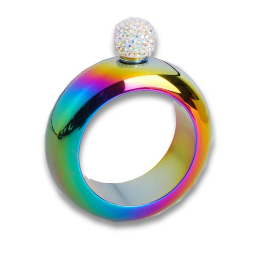 Bangle Bracelet Flask with Rhinestone Jewel Closure