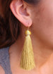 Abys Thread Wrapped Cap with Metallic Fabric Tassel Drop Earrings Gold