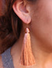 Abys Thread Wrapped Cap with Metallic Fabric Tassel Drop Earrings Rose Gold