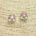 Glass Stone & Pearl Stud Earrings Pink