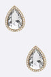 Clip On Crystal Teardrop Earrings Gold