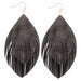 Layered Double Feather Earrings Black/Charcoal