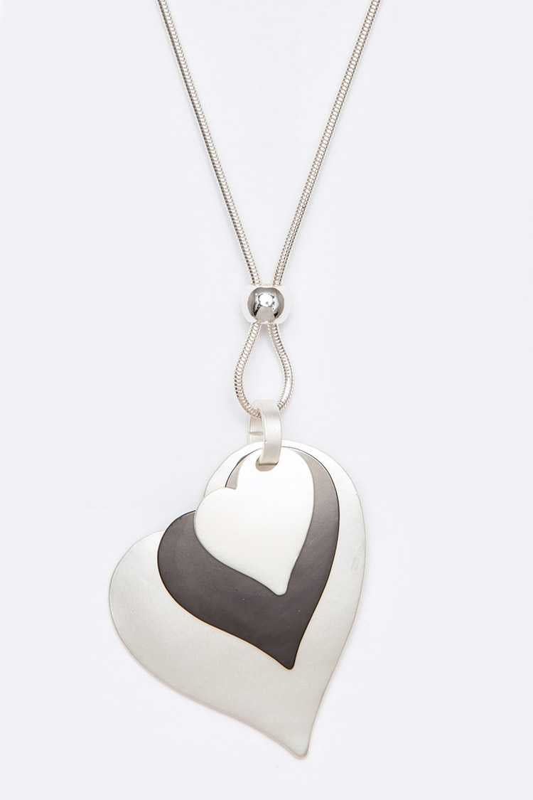 Mix Tone Heart Pendant Necklace