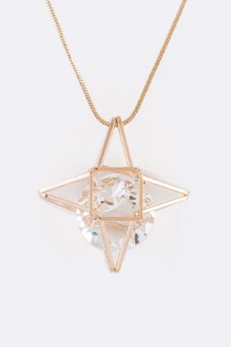 CZ Floating Star Pendant Gold
