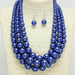 Layered Pearl Necklace Blue