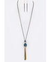 Mix Beads & Fringe Chains Pendant Necklace Set