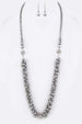 3-in-1 Convertible Crystal Fringe Beads Necklace Set Hematite
