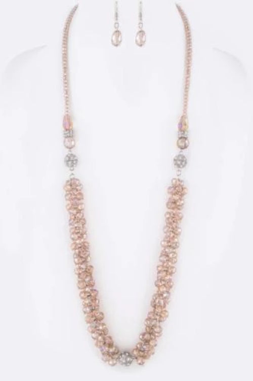 3-in-1 Convertible Crystal Fringe Beads Necklace Set Topaz