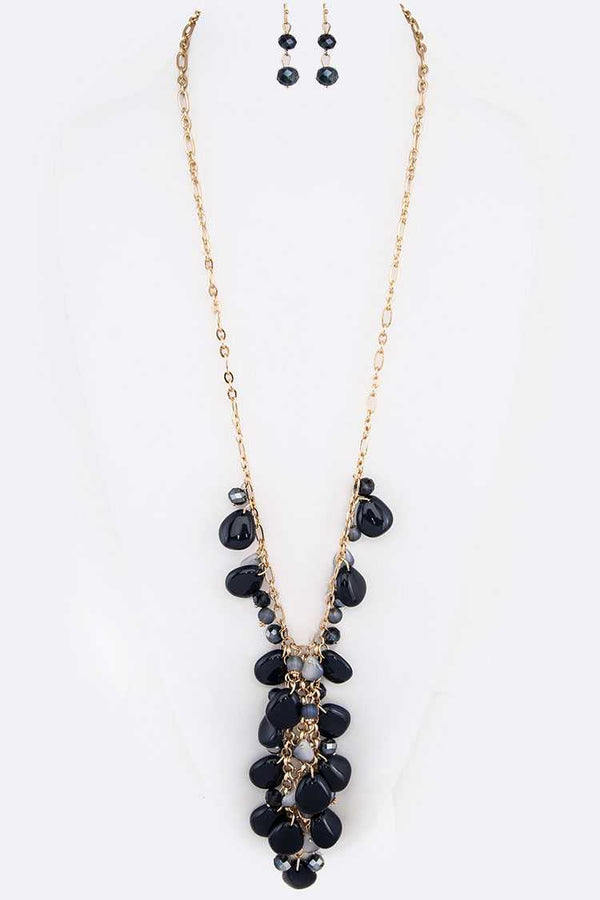Fringe Beads Pendant Necklace Set