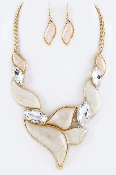 Crystals & Resin Swashes Statement Necklace Set