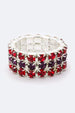 3 Row Crystal Stretch Ring  Red