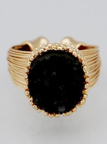 Simulated Druzy Multi Wire Row Adjustable Ring Black