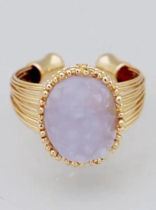 Simulated Druzy Multi Wire Row Adjustable Ring Lavender