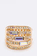 Crystal Baguette Stretch Cocktail Ring Gold/Iridescent