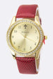 Crystal Bezel Fashion Watch with cross - Red