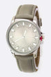 Baguette Crystal Bezel Leather Watch Grey/Silver
