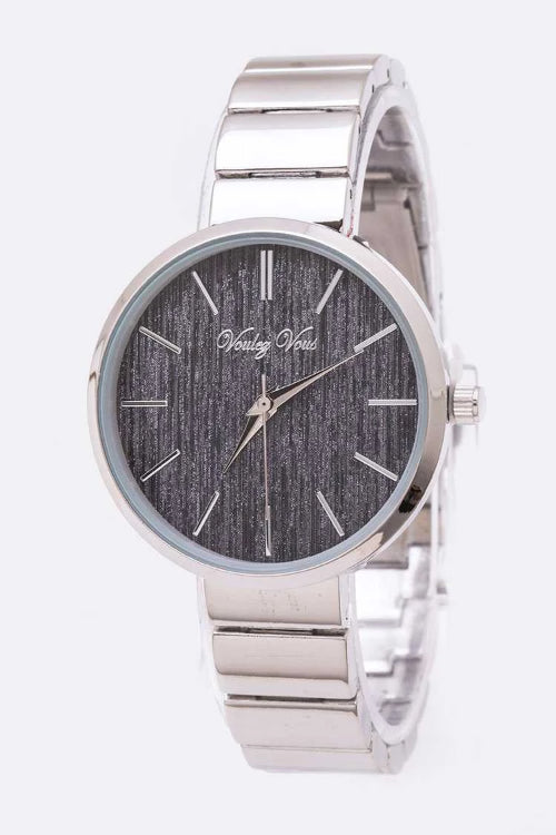 Glitter Dial Classic Bracelet Watch Silver/Black Face
