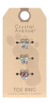 3 Piece Crystal Toe Ring Set Butterflies