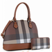 Classic Plaid 2-in-1 Handbag Set Brown