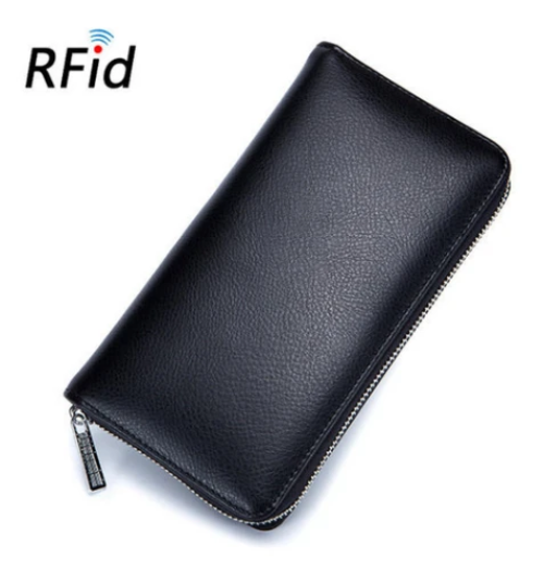RFID Genuine Leather 36-Card Wallet Black