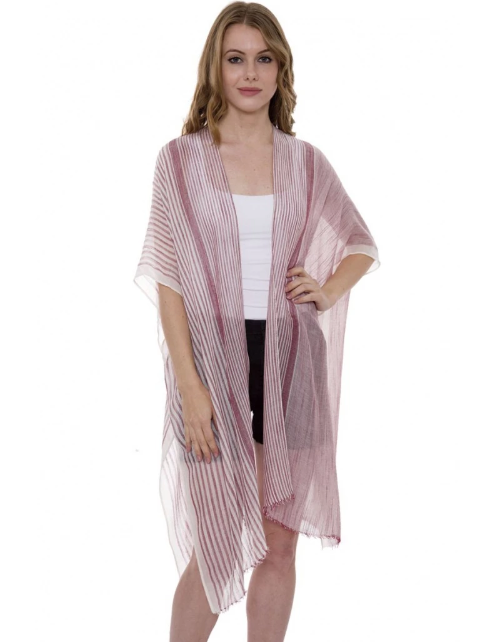Two Tone, Multi-Striped Kimono Wine